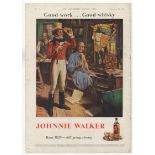 Johnnie Walker Whisky 1945-full page colour advertisement 'Born 1820-still going strong-10" x 14"