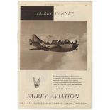 Fairey Gannet 1953-full page Sepia advertisement-Fairley Aviation-Classic Aviation-10" x 14"