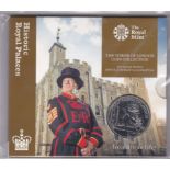 Great Britain 2017 £5 Tower of London, The Yeoman Warders, BUNC in Royal Mint pack