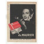 Du Manrier Cigarettes 1949-Poster size advertisement-red-(Packet on black and white-classic) 8.1/