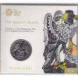Great Britain 2019 £5 The Queen's Beasts, Falcon of the Plantagenets, BUNC, Royal Mint pack