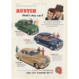 Austin (BMC) 1953-Full page colour advertisement-Austin That’s My Car'-A30 Seven,A40 Somerset and