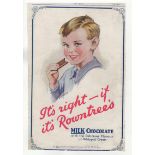 Rowntree's Milk Chocolate 1924-full page advertisement young boy eating chocolate-'It's Right If