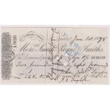 Smith, Payne & Smiths 1 Lombard Street, used, order, used Jan 1st, 1875. Black on white