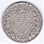 Great Britain 1883 Victoria Threepence, GVF