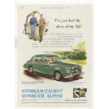 Sunbeam-Talbot/Sunbeam Alpine 1953-full page colour advertisement-9" x 13" classic advert.