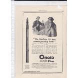 Onoto Pen 1917-full page black and white advertisement-'No Madam-this pen can not possibly leak'-