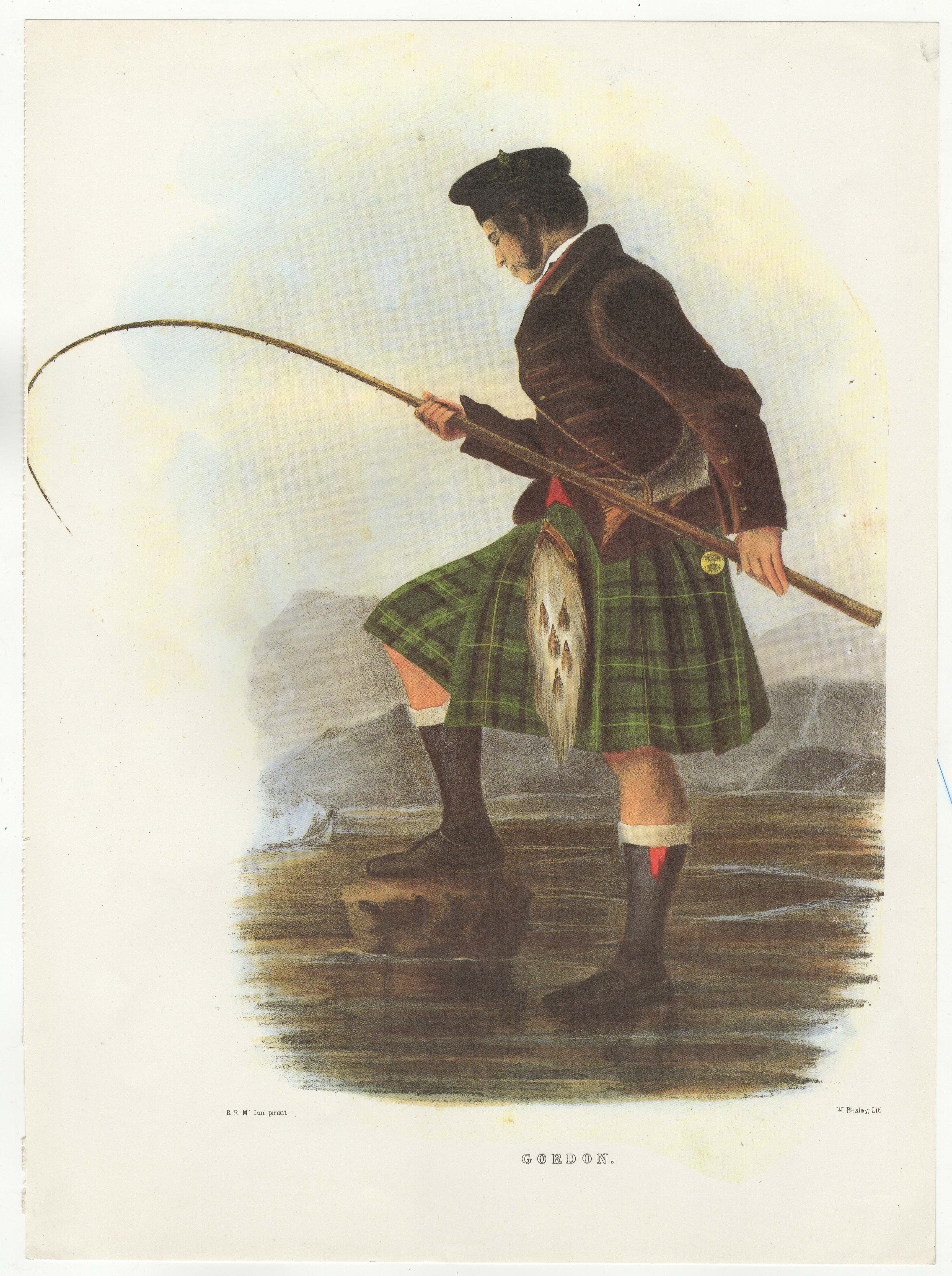 Ackerman Vintage colour print-'Clan Gordon' R.R Mc Ian - printer H Aitken, Lith 11" x15" approx.