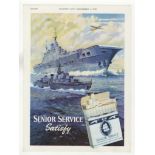 Senior Service Cigarettes 1955-full page advertisement-Aircraft Carrier-superb 9" x 13"-very fine