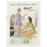 Celdnese Fabric's 1951-colour advertisement full page-beautiful lingerie - 9.1/2 x 12.1/2", very