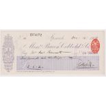 Bacon Cobbold & Co., Ipswich. Used, order RO 8.4.02. Purple on white with vignette listing the