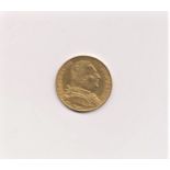 1815A King Louis XVIII Gold Twenty Francs, 21mm, cased with certificate. Scarce