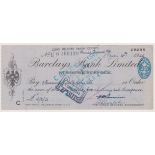 Barclays Bank Limited, Sudbury (Suffolk). Used, order BO 12.1.42. Black on blue. Printer: Barclays &