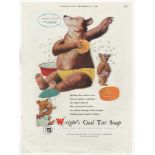 Wright's Coal Tar Soap 1950-full page colour advertisement-Bear Washing! Classic-small cover