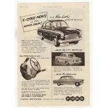 Ford 1957-Full page black and white advertisement-Motor Show-New Look Anglia De Luxe-New Look
