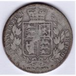 Great Britain Victoria Young Head Halfcrown, VG/NF, clear date.