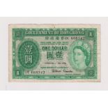 Hong Kong 1 Dollar, 1 July 1958 P324A, signed Arthur Clarke, VF