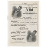 Vim 1904-full page black and white advertisement-'Vim Vim Brilliant Rapid Sparkling Vim-10" x 14"