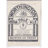 Worthington Pale Ale 1919-Full small page black and white advertisement, Royal Appointment to His