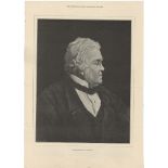 Thackeray 1891-full page black and white print-William Makepeace Thackeray by H.P.Jackson 12" x