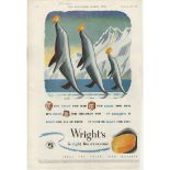 Wright's Coal Tar Soap 1947- full page colour advertisement-Dolphins with soap bars-Wright's is