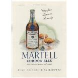 Martell Cordon Bleu Brandy 1952-full colour page advertisement - 10" x 12.1/2" very fine approx.