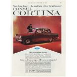Consul Cortina 1962-full page colour advertisement-'Ford of Britain-Priced £639'-9" x 12" approx.