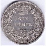 Great Britain 1846 Victoria Sixpence, fine to good fine