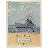 Players Navy Cut 1953-full page colour advertisement -'True To Tradition H.M.S Vanguard-dressed
