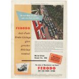 Ferodo Anti-Fade Brake Linings 1953-colour full page advertisement-'Motor Show Stand 296'-10" x 14"