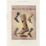 Munro - 1950 Full page colour advertisment Men's socks that are different, 9" x 12.1/2" approx