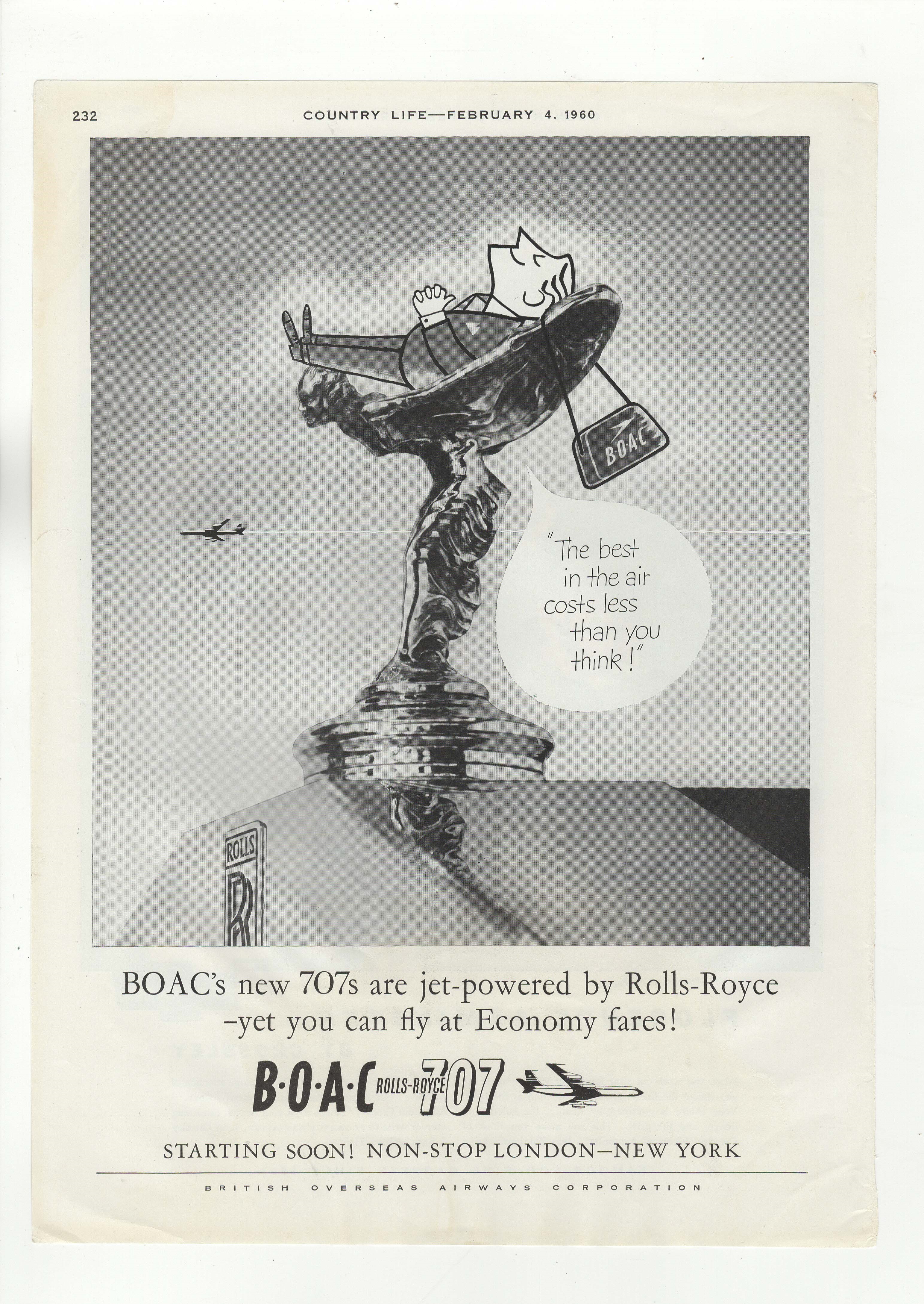 B.O.A.C.-Rolls Royce 707-1960-full page black and white advertisement