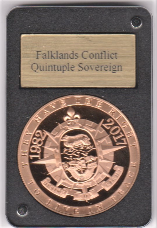 2018 The Falklands Conflict, Quintuple Sovereign 22carat Gold, 39.94 grams