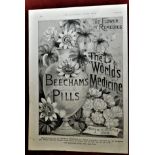Beecham Pills 1891-full page black and white advertisement -'The Flower of Remedies The Worlds