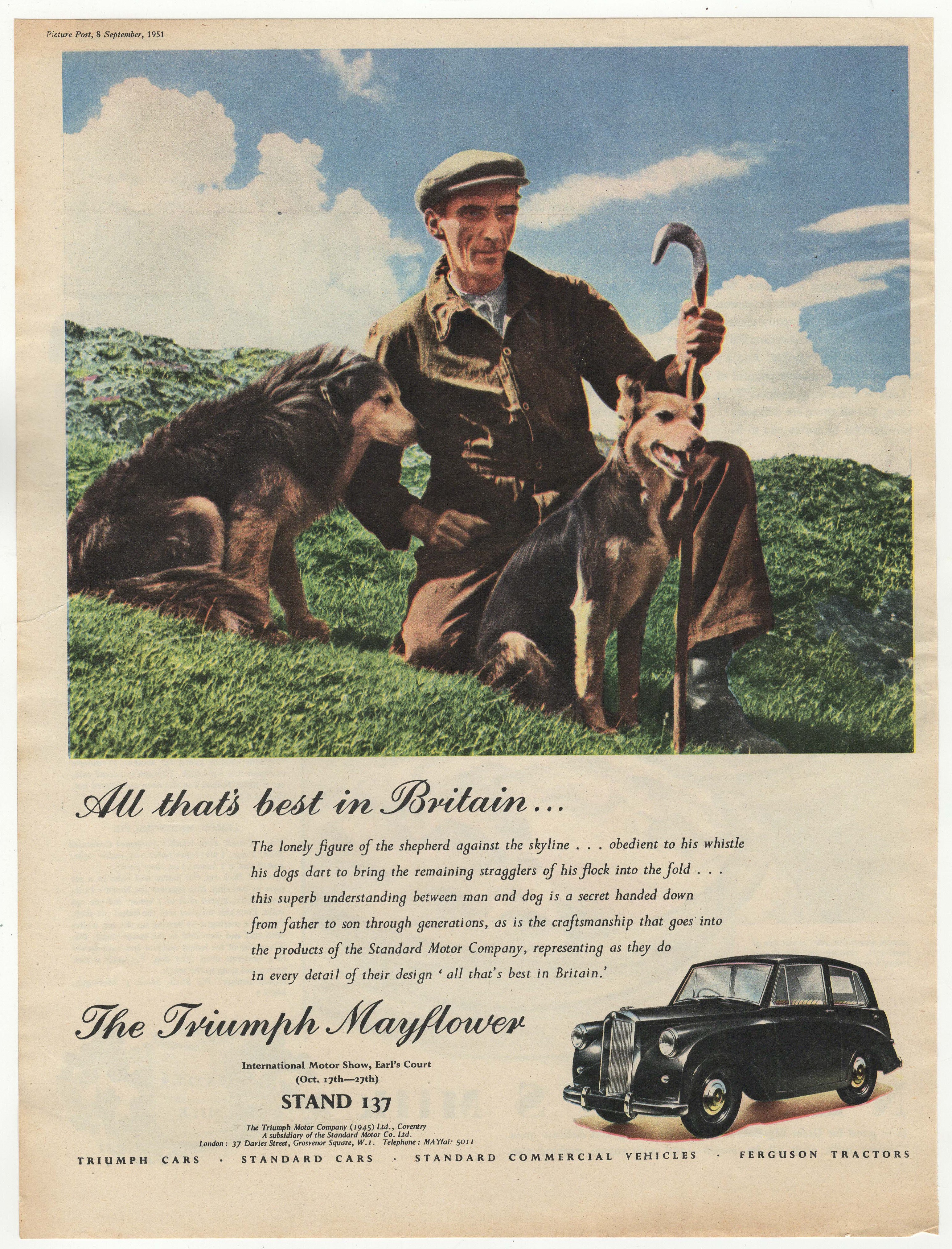 Triumph Mayflower-full page colour advertisement-International Motor Show-Earls Court 10" x 12.1/2"