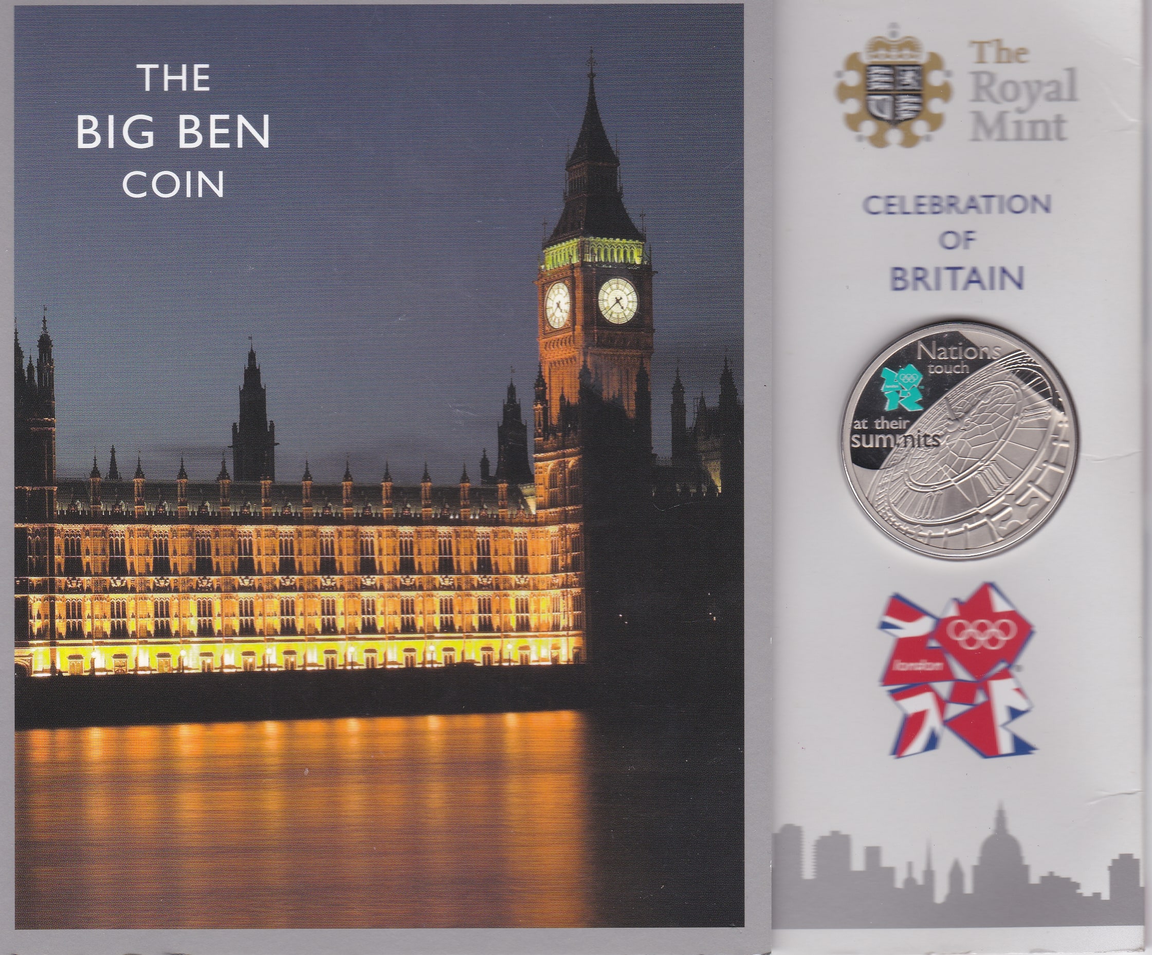 Great Britain 2009 Palace of Westminster, Big Ben £5 coin, green case