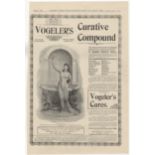 Vogelers Curative Compound 1898-full page black and white advertisement-Vogeler's Cures-12" x 16"