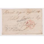 Great Britain 1818 Postal History front posted to Glasgow cancelled with 343-C cancel Red 8. Aug