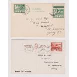 Jersey 1943-Pair of post cards 11 plan and 1 picture - cancelled 1.6.1943 Jersey on 2xSG3 1/2d stamp