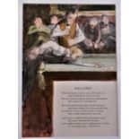 Guinness' - coloured print of Men Playing Billiards with Rhyme. Measurements (Inc Frame) 34cm x 27cm