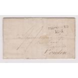 Great Britain 1817 Postal History EL posted to London cancelled with a black 2 line 'Sidmouth'/188