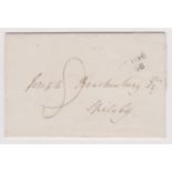 Great Britain 1826 EL letter posted to Spilsby with a black 2 line Brigg/158 cancel