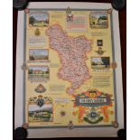 Derbyshire Maps (2) - coloured measurements 48cm x 44cm