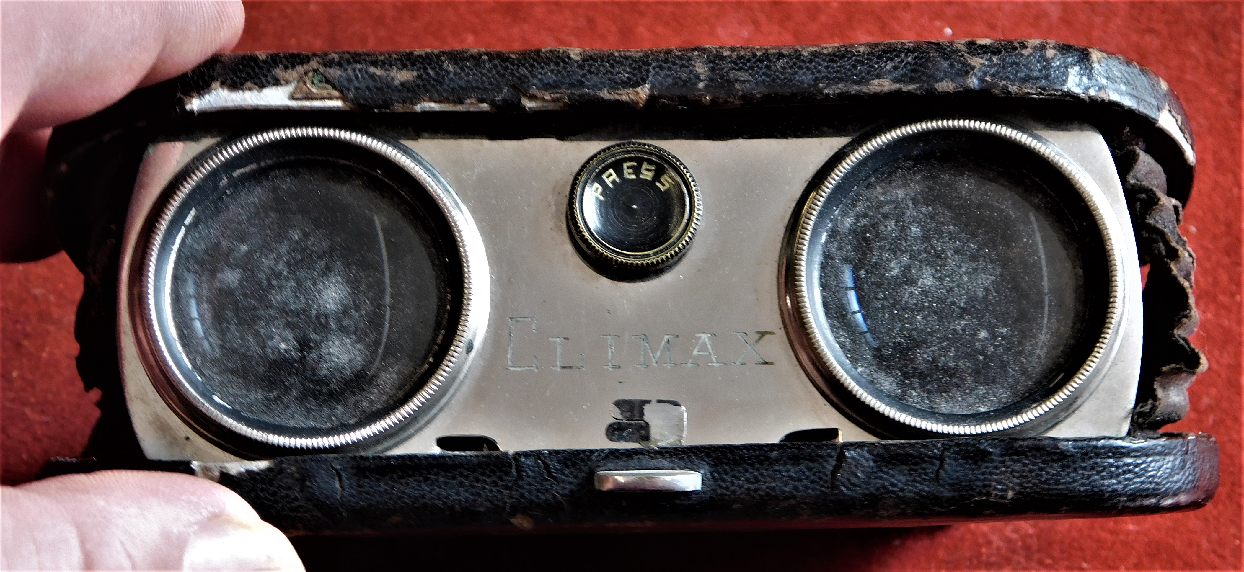 Glasses - Leather Bound Opera Glasses-folding (Name Climax) date early 1920's worn leather inside on - Image 2 of 2