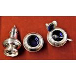 Silver Plated Condiment Set of Sugar Caster, Mustard and Salt, in good condition