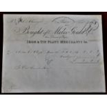 Receipt-Bought of Miles, Gould & Co-Iron & Tin Plate Merchants- to Eastern Counties Rail-The sum
