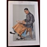 1908 - Portrait (Vanity Fair) - 'China in London' coloured print of Chinaman Sitting Reading.
