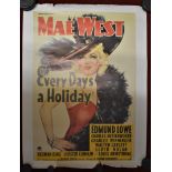 Every Day's A Holiday' - poster coloured Starring Mae West and Louis Armstrong. Measurements 60cm