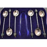 Set of Six 1932 silver Birmingham Coffee Spoons, boxed.