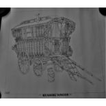 Drawing Reproduction - 'Reading Wagon' By John Pickett-measurements 48cm x 43cm, good condition
